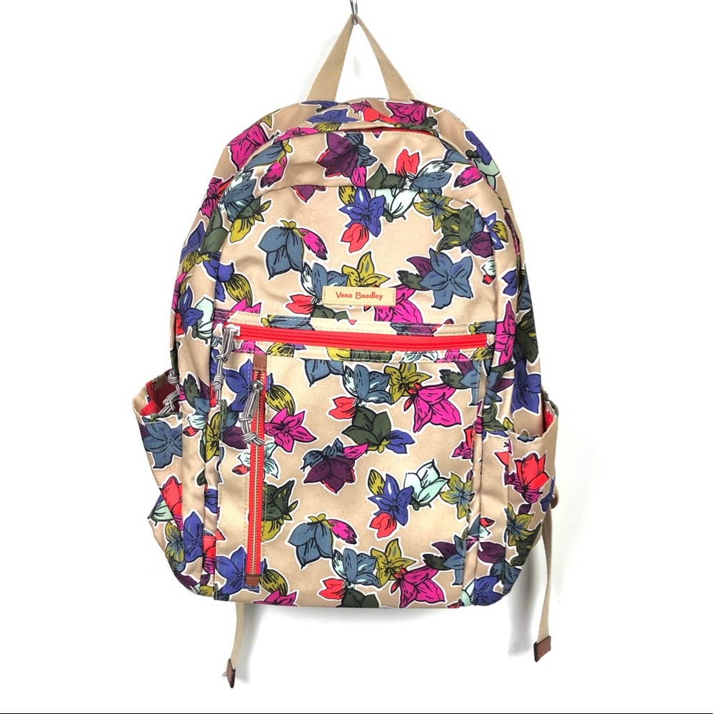 Vera Bradley Lighten Up Neutral Falling Flowers Canvas Backpack